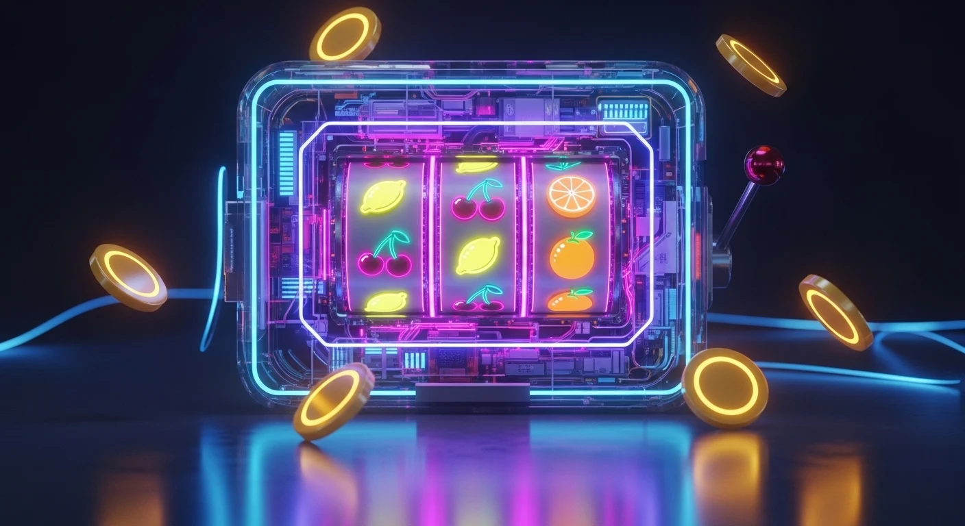 Neon yoritilgan futuristik slot avtomati tasviri